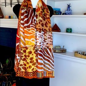 Animal print silk chiffon scarf 🧣